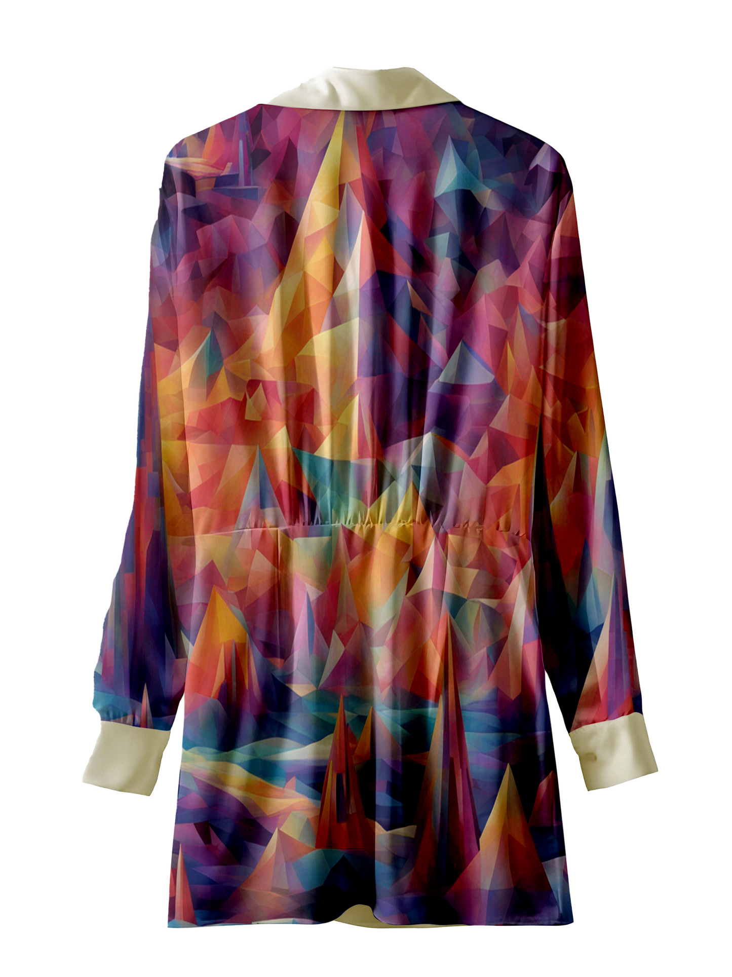 AI Imagined Prismatic Dreamscape Shirred Dress