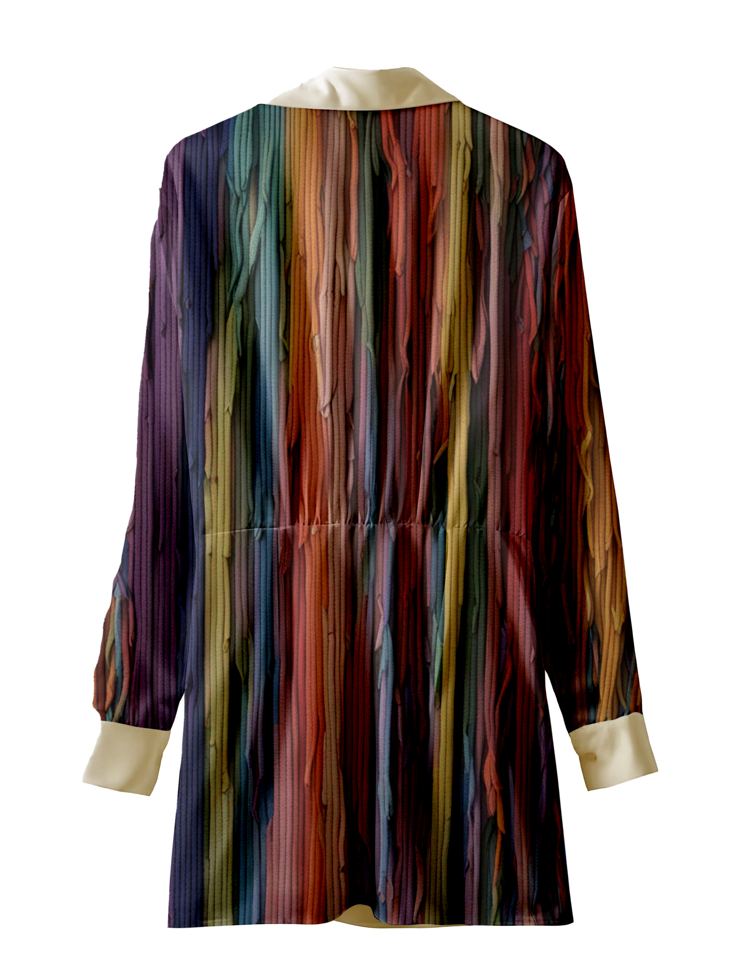 AI Imagined Rainbow Tapestry Shirred Dress