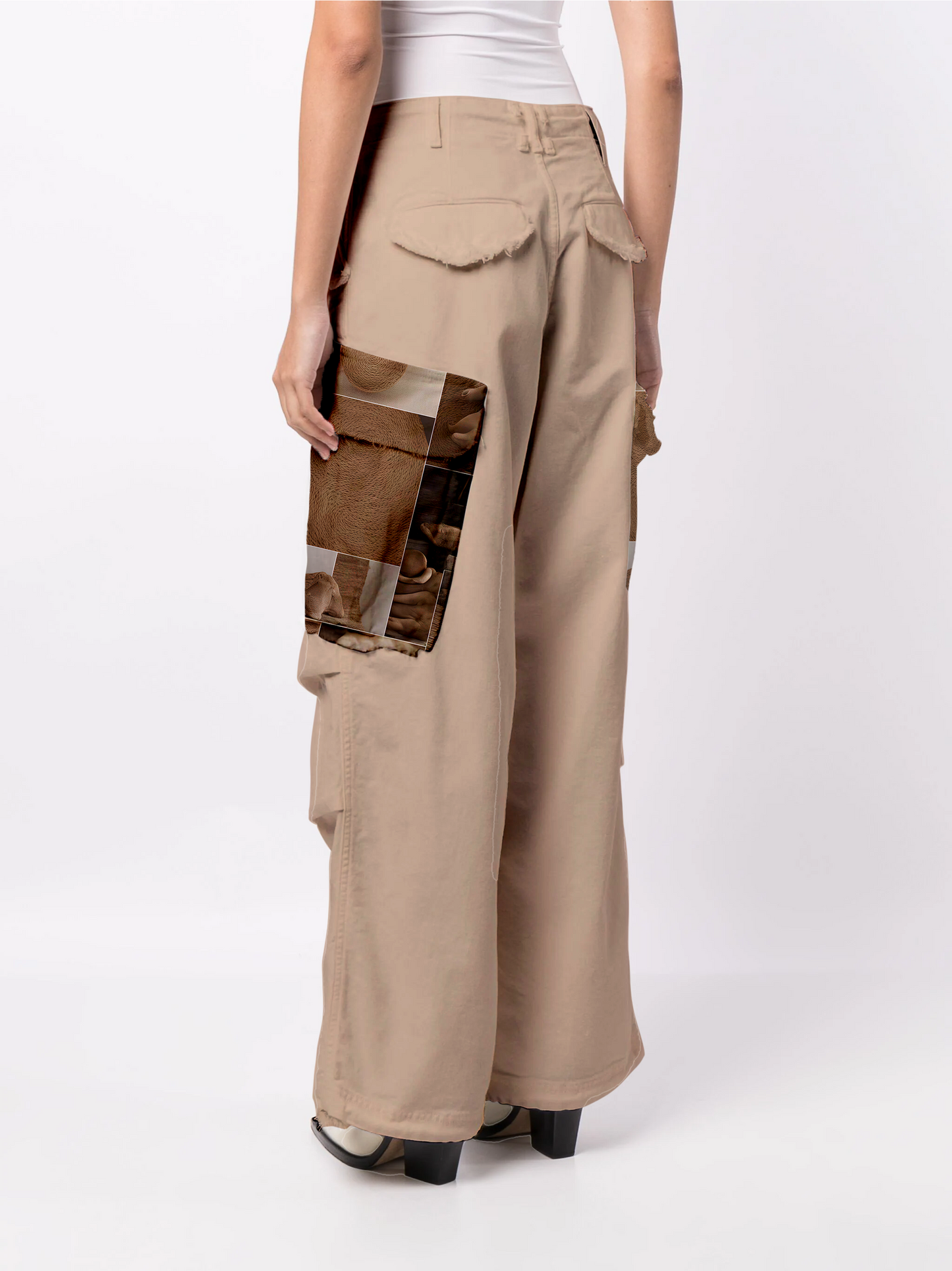 AI Imagined Women Natural Textures Cargo Trousers