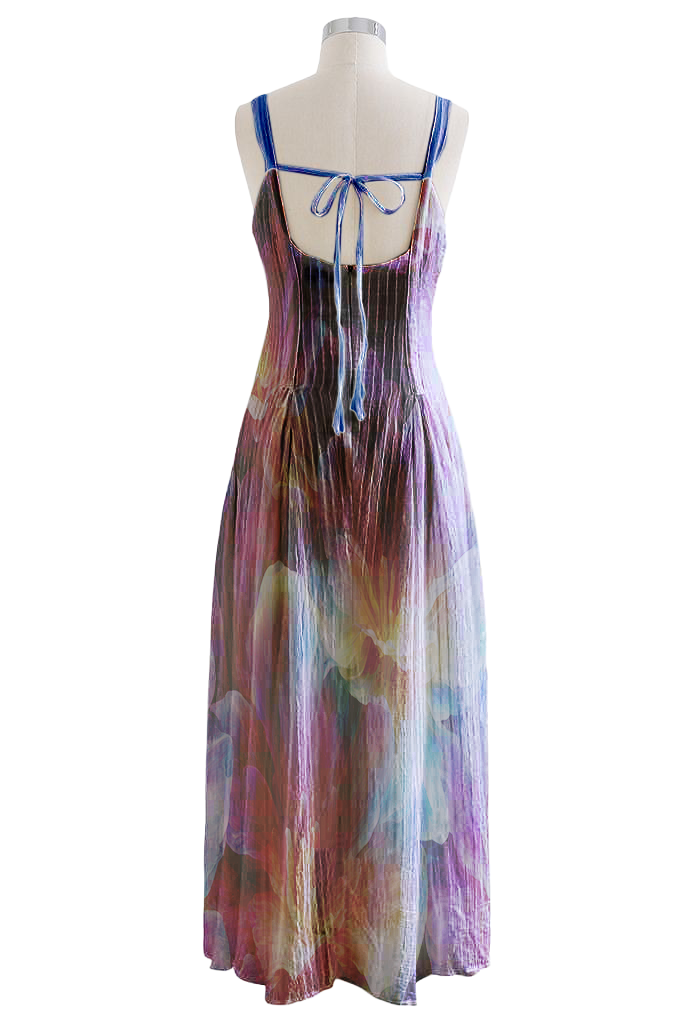 AI Imagined Holographic Petals Maxi Dress